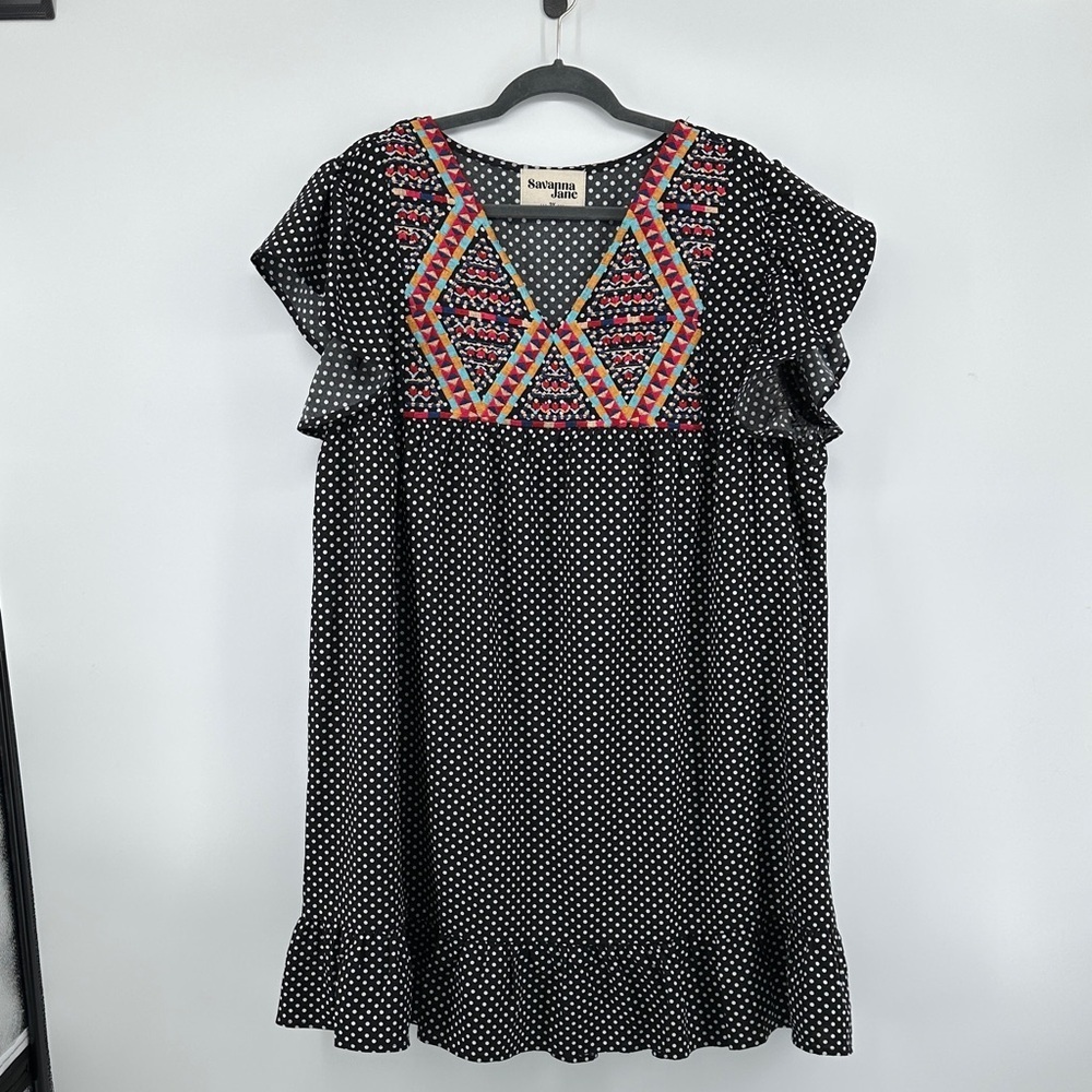 Savanna Jane Boho Chic Southwestern Romanic Maximalist Lite Black‎ Polkadot Sz2x